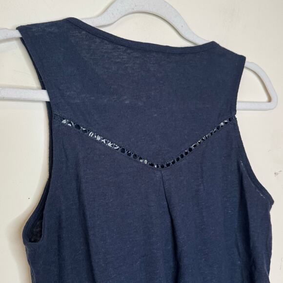 Market & Spruce Adelisa Tank Top Blue NWT Size XS Linen Embroidered Sleeveless - Picture 6 of 8